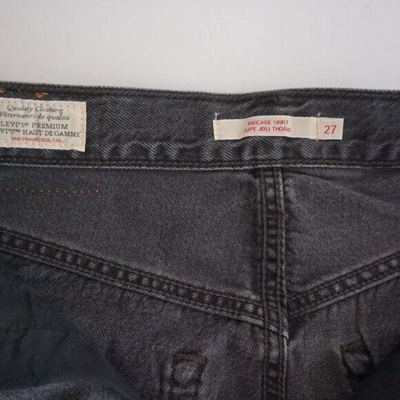 Levi's Premium Black Faded Rib Cage Mini Denim Skirt Size 27 - Picture 10 of 13